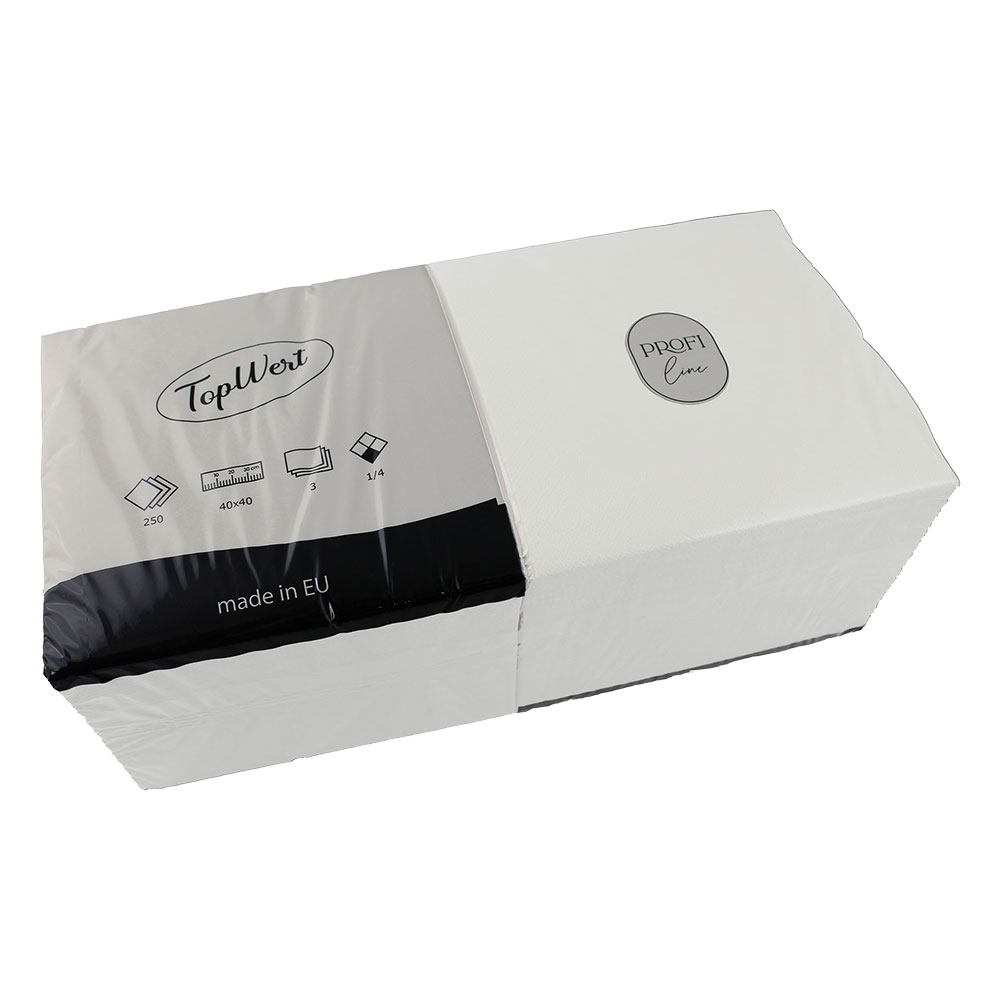 Servietten TopWert 40x40cm 3-lagig weiß 1/4 Falz – 1000 Stück