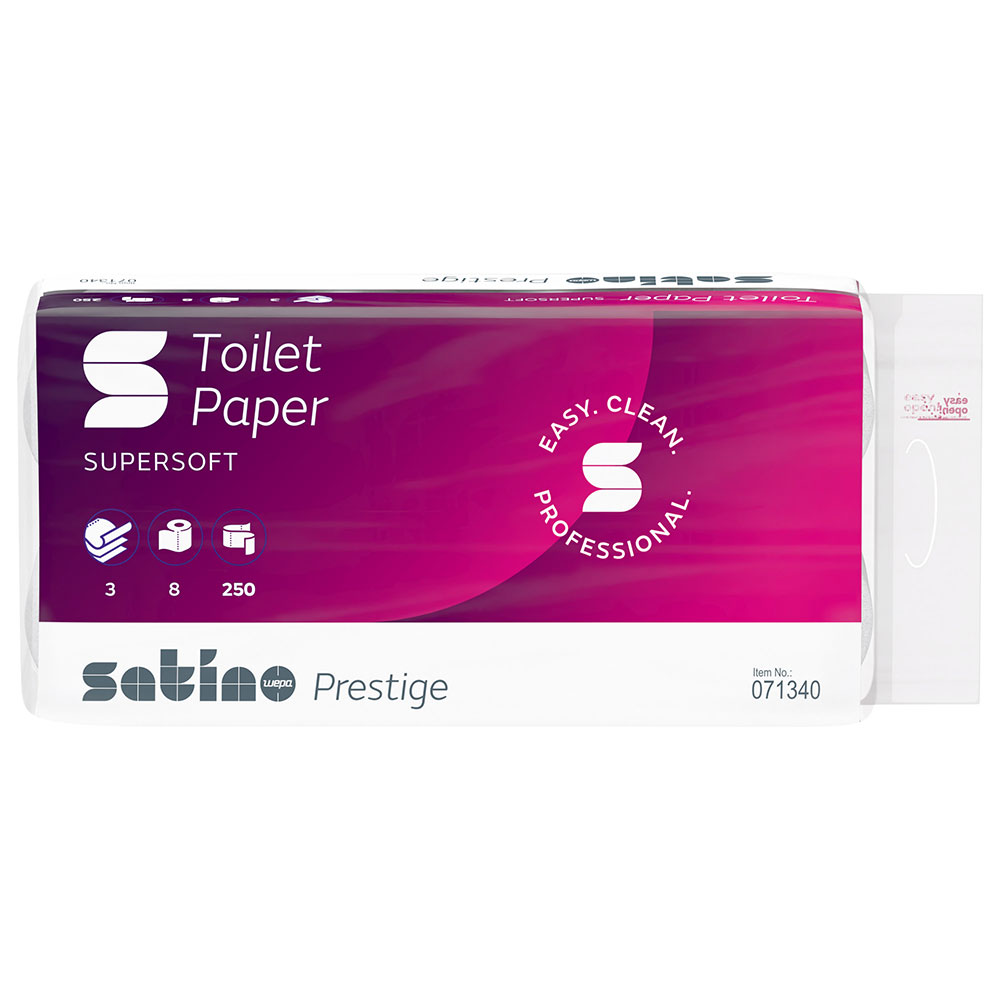 1 Palette Toilettenpapier Wepa Satino Prestige 3-lagig hochweiß Zellstoff mit 64 Rollen pro VE