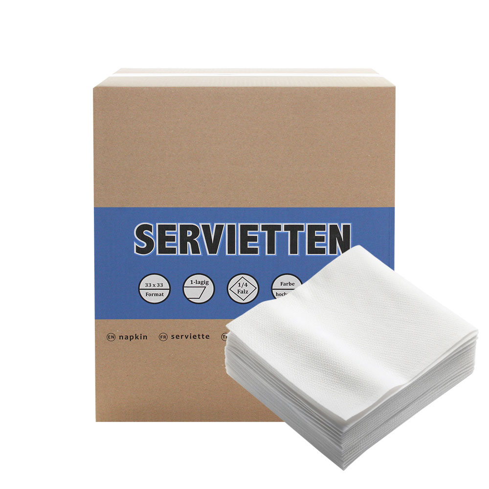 Servietten 33 x 33cm 1-lagig weiß 1/4 Falz - 4500 Stück Servietten 33 x 33cm 1-lagig weiß 1/4 Falz - 4500 Stück