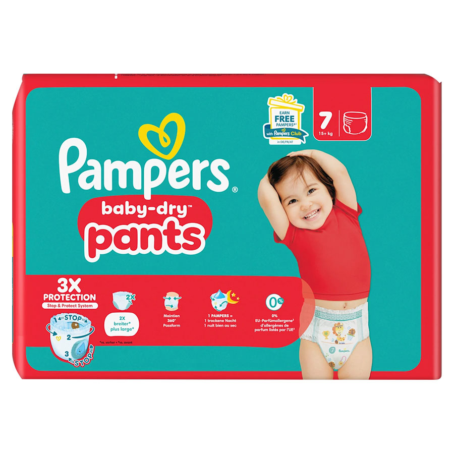 Pampers Baby Dry Pants Extra Large Größe 7 (17+ kg) 72 Stück
