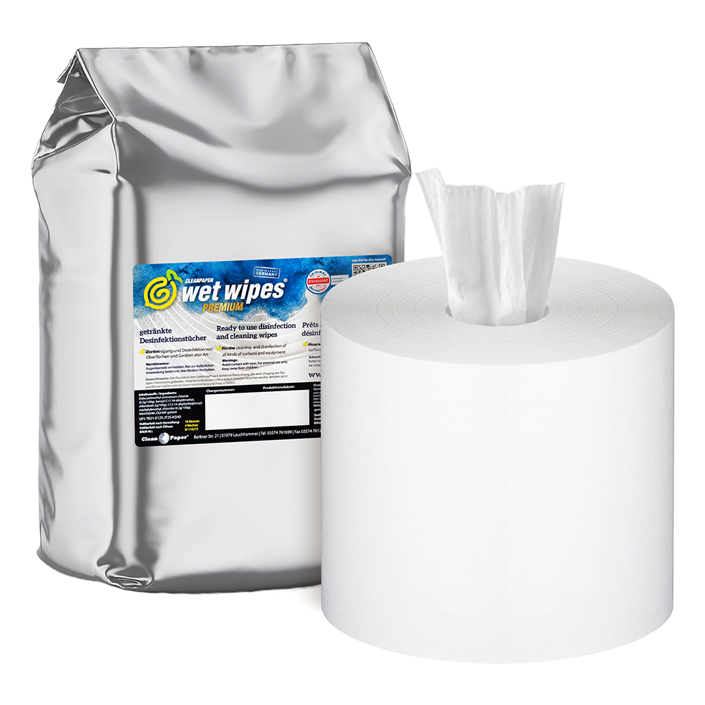 Wet Wipes Premium Getränkte Desinfektionstücher - 6 Rollen im Karton