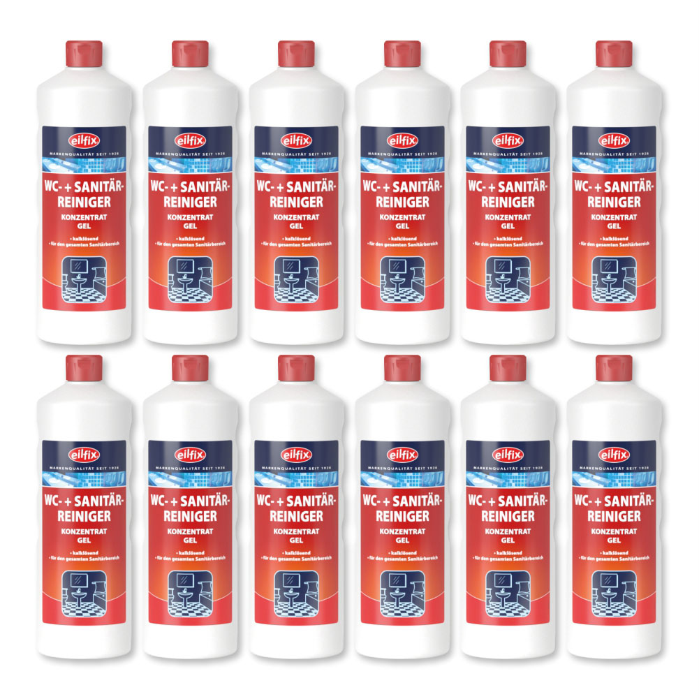 WC und Sanitärreiniger eilfix rot Gel 1000 ml Flasche - 12 Stück pro Karton