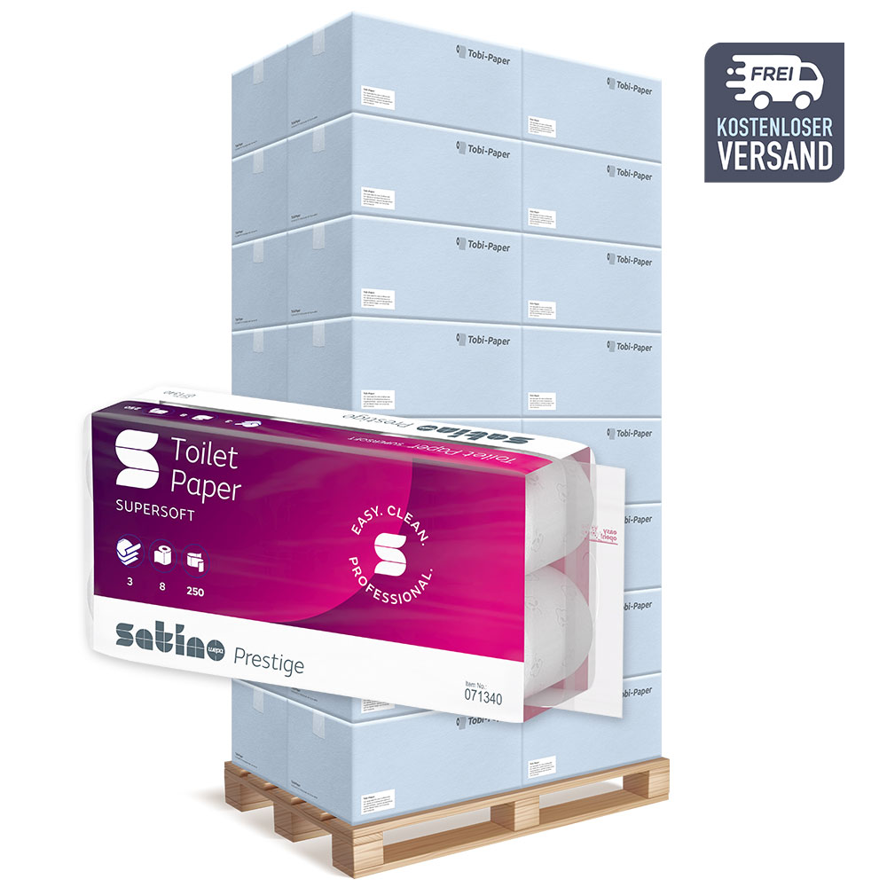 Toilettenpapier Wepa Satino Prestige 3-lagig 250 Blatt - Palette (33 VE) Toilettenpapier Wepa Satino Prestige 3-lagig 250 Blatt - Palette (33 VE)
