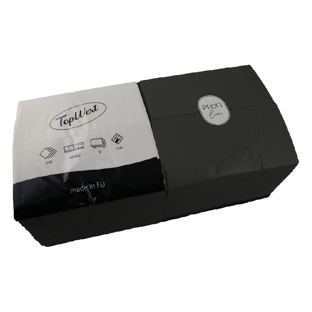 Servietten TopWert 40 x 40cm 3-lagig midnight black 1/8 Falz - 1000 Stück