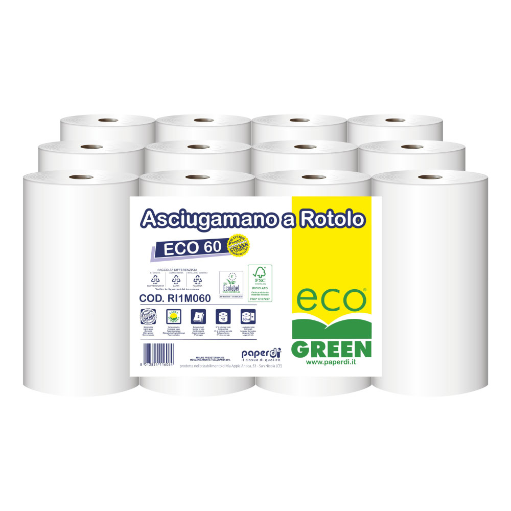 Maxi Küchenrollen Eco Green 2-lagig Recycling weiß 200 Blatt - 12er Pack