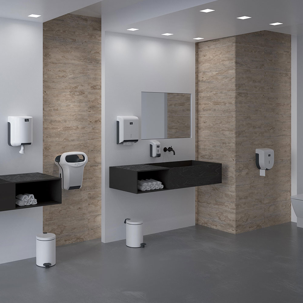 Hygiene-Set SP202-W - 2 Spender + 6 Jumborollen Hygiene-Set SP202-W - 2 Spender + 6 Jumborollen