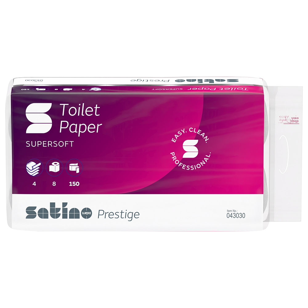 1 Palette Toilettenpapier Wepa Satino Prestige 4-lagig hochweiß Zellstoff 150 Blatt mit 72 Rollen pro VE
