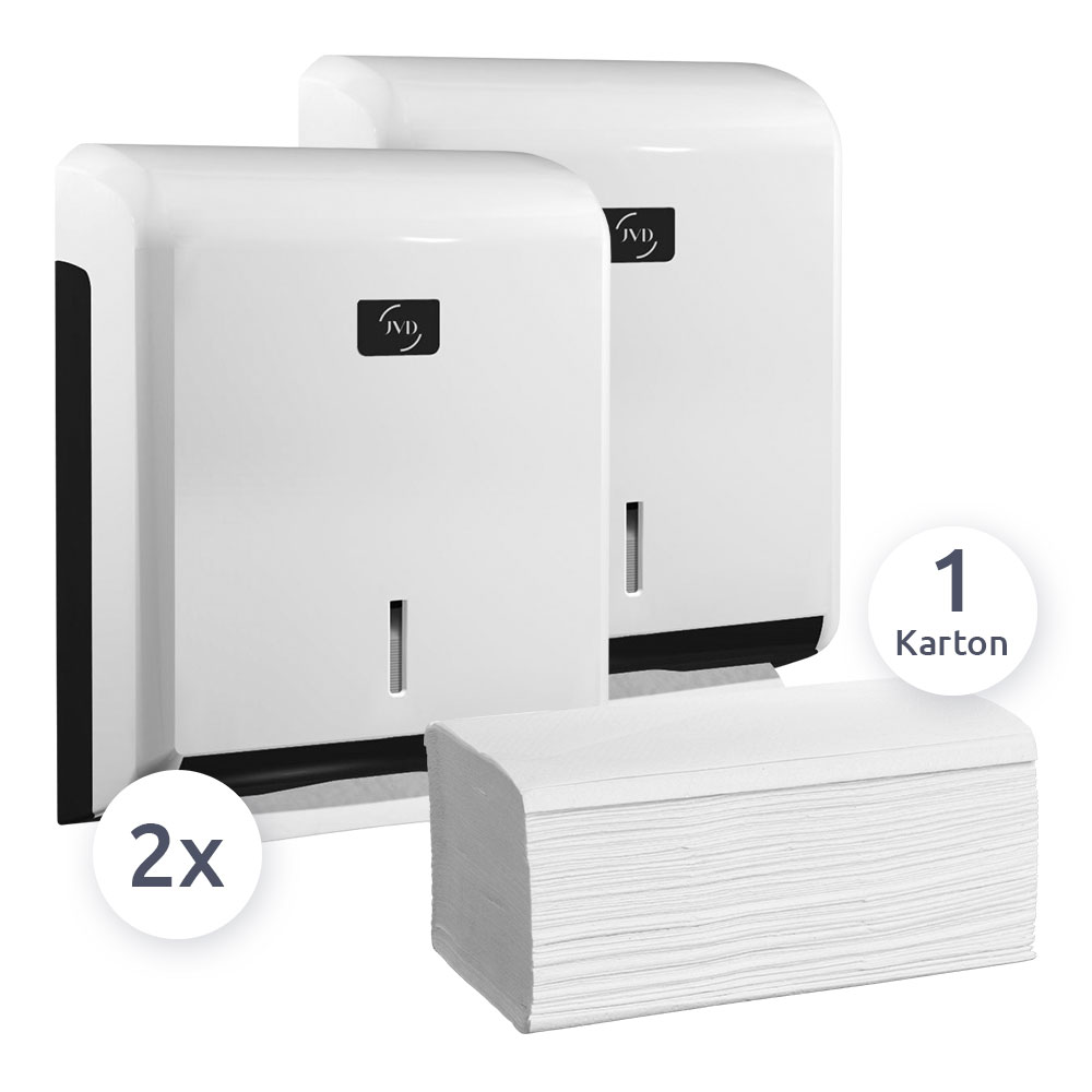 Hygiene-Set SP203-W - 2 Spender + Falthandtuch Karton