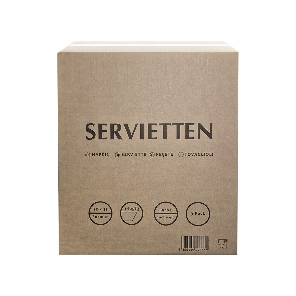 Servietten 33 x 33cm 1-lagig weiß 1/4 Falz - 1800 Stück