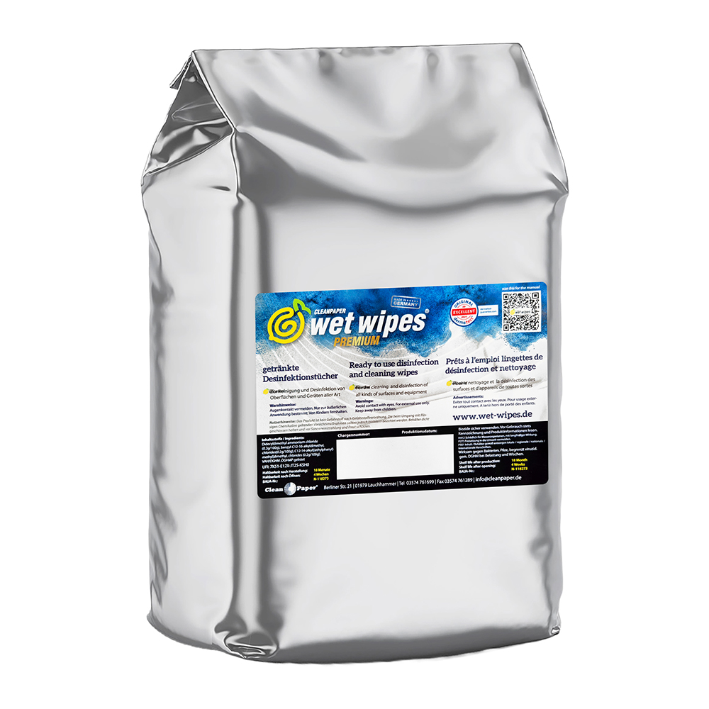 Wet Wipes Premium Getränkte Desinfektionstücher - 6 Rollen im Karton