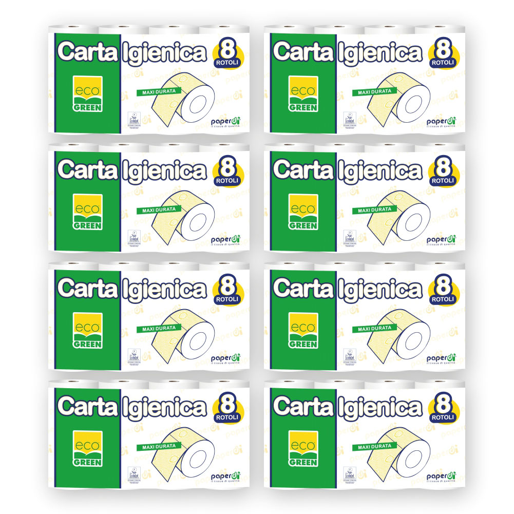 Toilettenpapier Paperdi Eco Green 2-lagig RC-Tissue weiß 250 Blatt - 64 Rollen