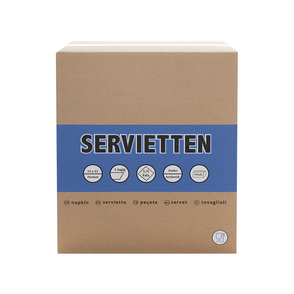 Servietten 33 x 33cm 1-lagig weiß 1/4 Falz - 4500 Stück