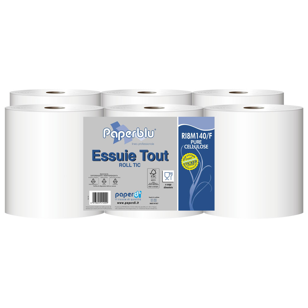 Handtuchrollen Paperblu 2-lagig Zellstoff hochweiß 20cm Breite 4cm Hülse - 6er Pack Handtuchrollen Paperblu 2-lagig Zellstoff hochweiß 20cm Breite 4cm Hülse - 6er Pack
