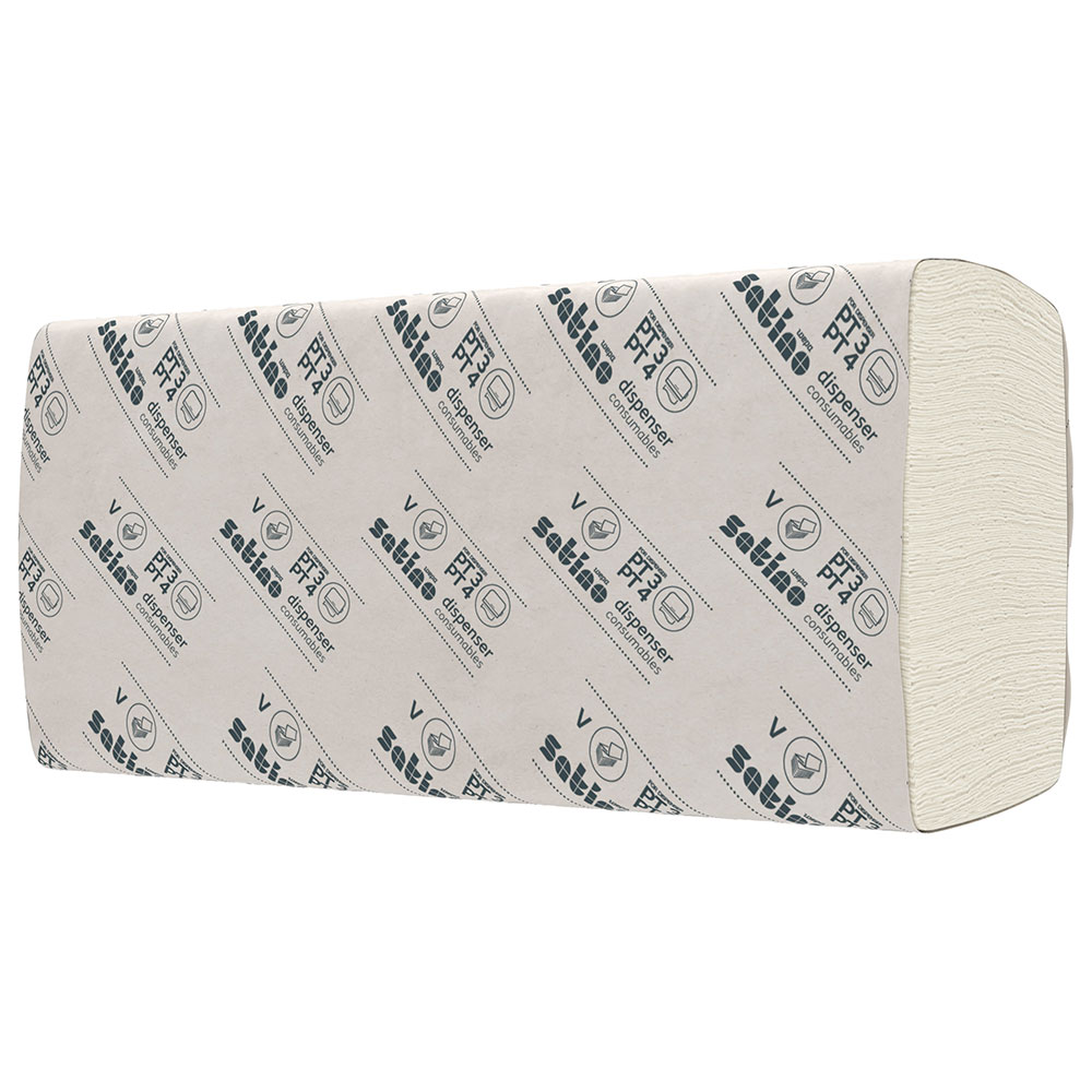 Falthandtücher Wepa Satino Comfort 2-lagig V-Falz Recycling hochweiß 25x23cm 3200 Blatt - Palette (32 VE)