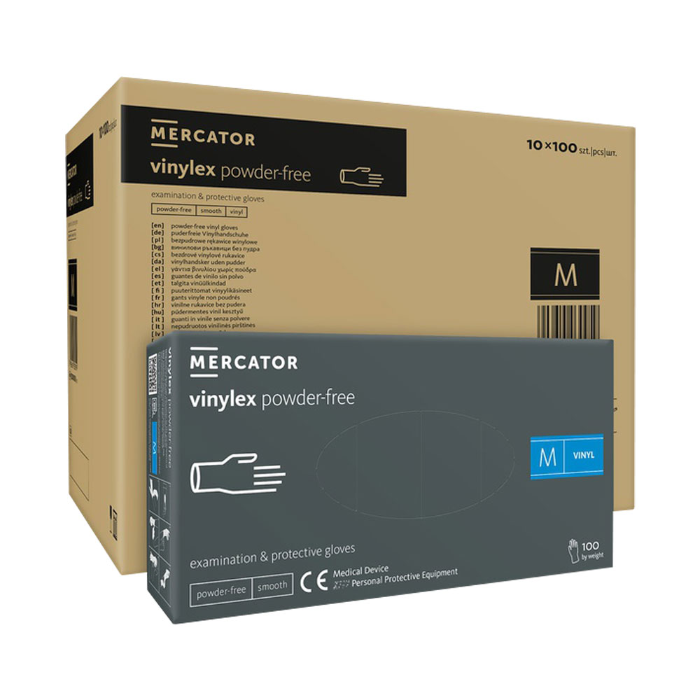 Vinyl Handschuhe Vinylex puderfrei transparent 10 Boxen a 100 Stück Größe M