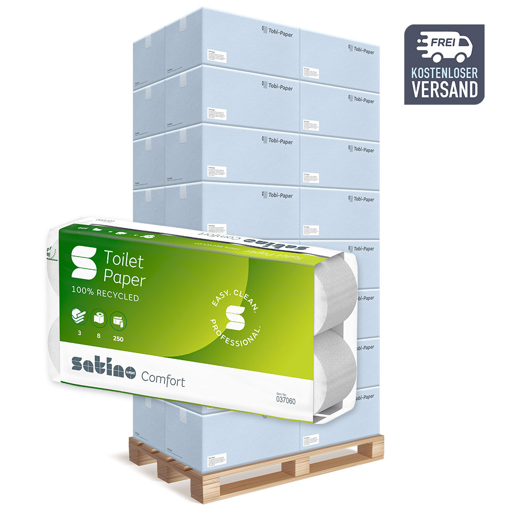 Toilettenpapier Wepa Satino Comfort 3-lagig Zellstoff hochweiß 250 Blatt - Palette (18 VE)