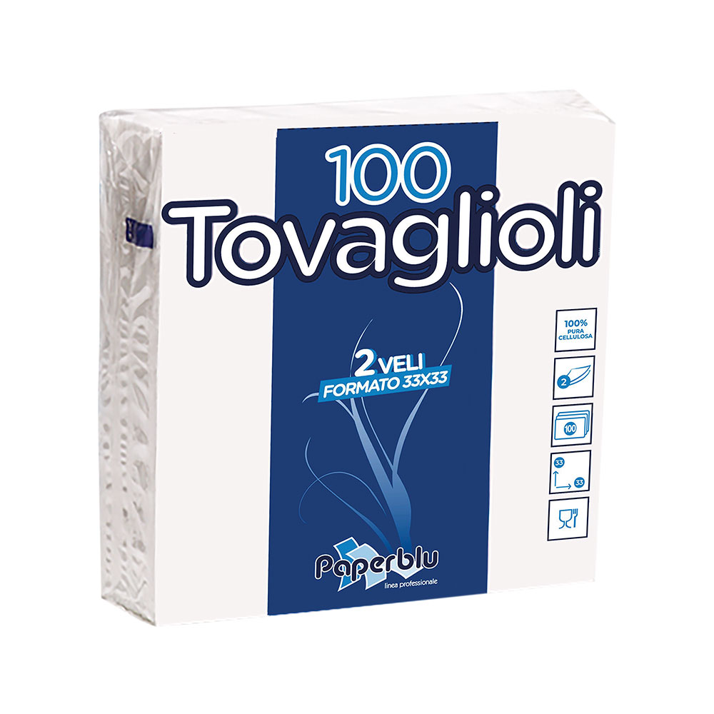 Servietten Paperblu 33 x 33cm 2-lagig 1/4 Falz pearl white - 1800 Stück