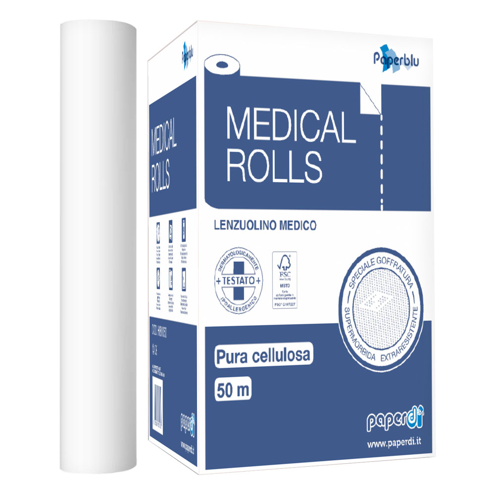 Ärzterollen Liegenabdeckung 2-lagig Zellstoff hochweiß 49,5 cm Breite - 9 Rollen Ärzterollen Liegenabdeckung 2-lagig Zellstoff hochweiß 49,5 cm Breite - 9 Rollen