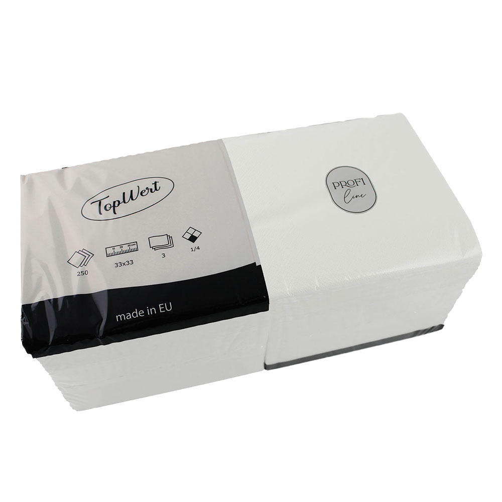 Servietten TopWert 33x33cm 3-lagig weiß 1/4 Falz – 1000 Stück