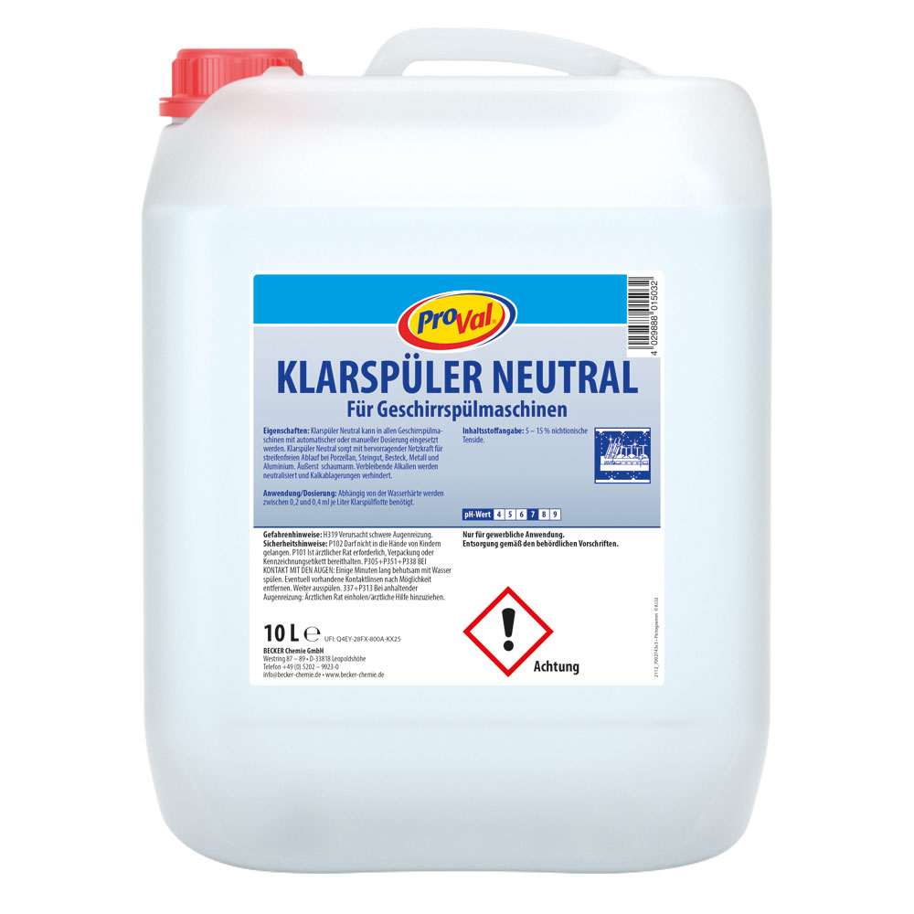 Klarspüler ProVal neutral 10 Liter Kanister Klarspüler ProVal neutral 10 Liter Kanister