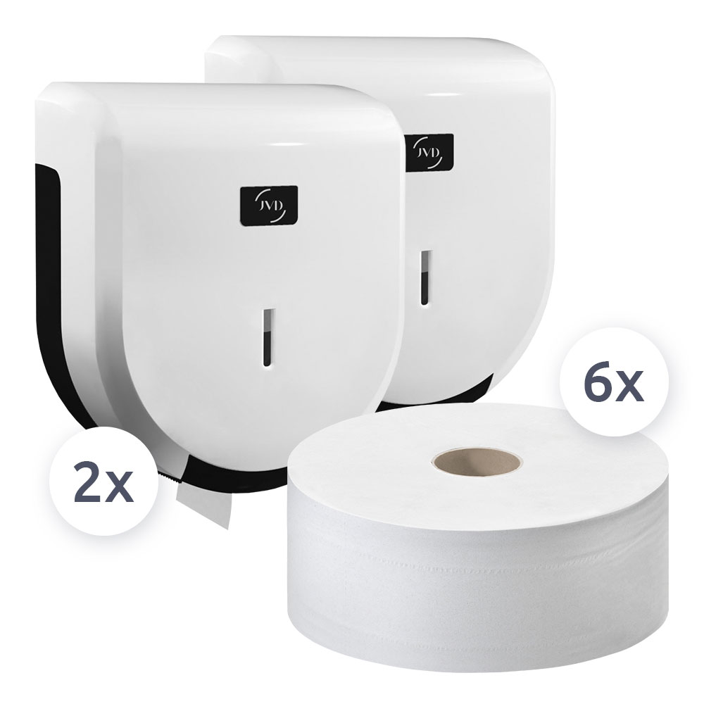 Hygiene-Set SP202-W - 2 Spender + 6 Jumborollen Hygiene-Set SP202-W - 2 Spender + 6 Jumborollen