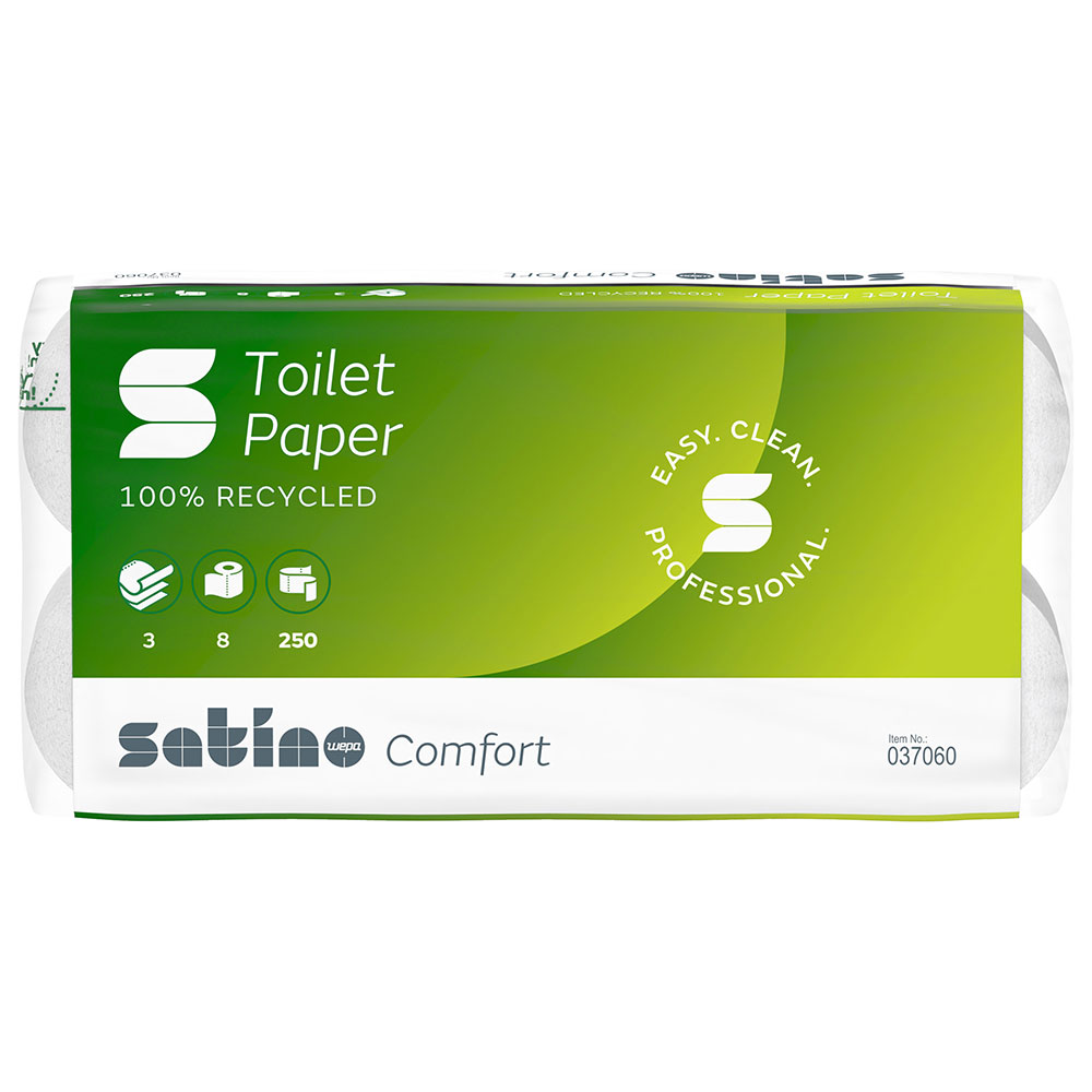 1 Palette Toilettenpapier Wepa Satino Comfort 3-lagig hochweiß Zellstoff mit 72 Rollen pro VE