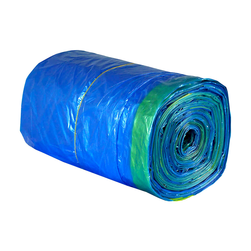 Zugbandsäcke 120 Liter blau HDPE 70 x 100 + 5 cm 16μ Karton mit 500 Stück