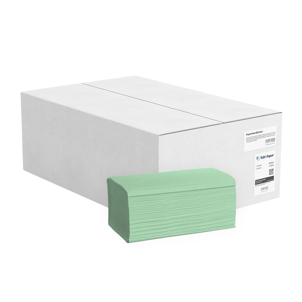Falthandtücher 1-lagig V-Falz Recycling grün 25x23cm - 4000 Blatt Falthandtücher 1-lagig V-Falz Recycling grün 25x23cm - 4000 Blatt
