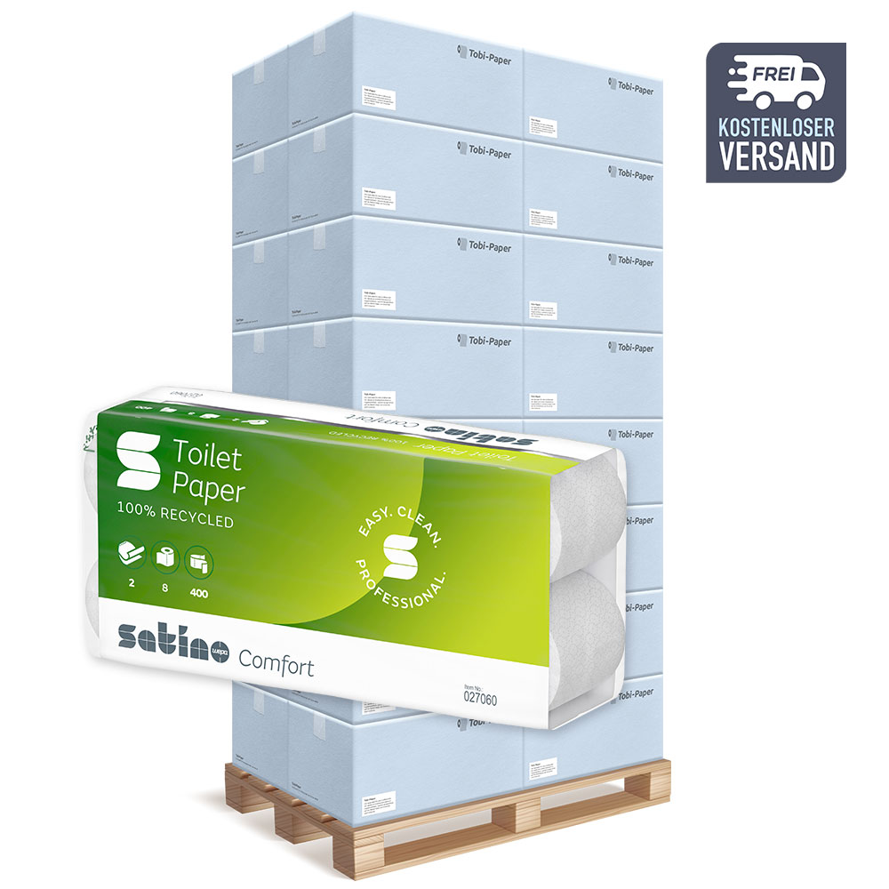 Toilettenpapier Wepa Satino Comfort 2-lagig Recycling weiß 250 Blatt (33 VE)