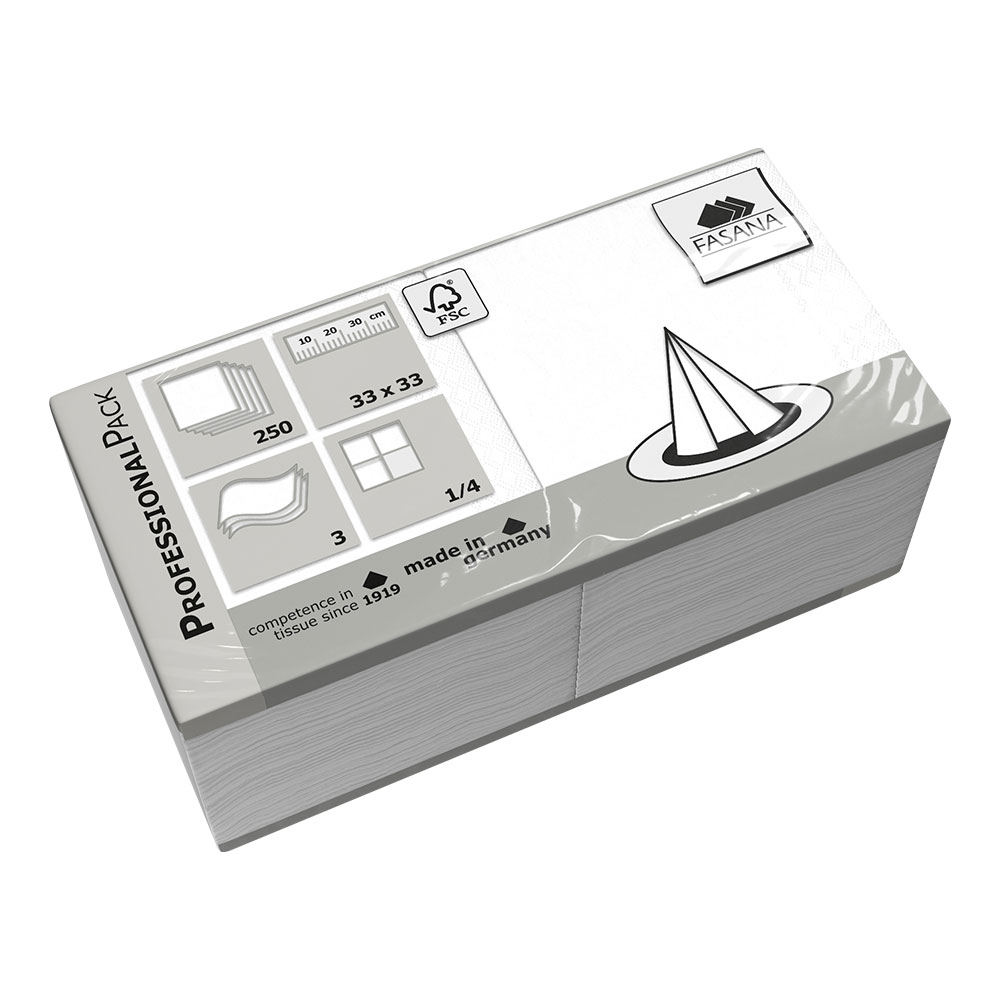 Servietten Fasana 33x33cm 3-lagig weiß 1/4 Falz – 1000 Stück Servietten Fasana 33x33cm 3-lagig weiß 1/4 Falz – 1000 Stück