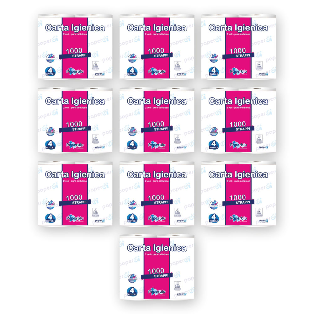 Toilettenpapier Paperblu 2-lagig Zellstoff hochweiß 250 Blatt - 40 Rollen Toilettenpapier Paperblu 2-lagig Zellstoff hochweiß 250 Blatt - 40 Rollen