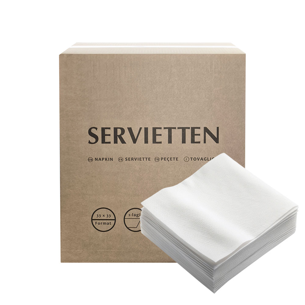 Servietten 33 x 33cm 1-lagig weiß 1/4 Falz - 1800 Stück
