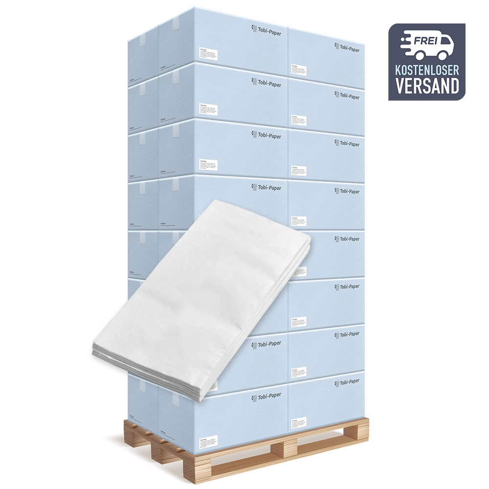 Servietten 1-lagig 33x33cm 1/8 Falz hochweiß 5000 Stück pro VE - Palette (24 VE) Servietten 1-lagig 33x33cm 1/8 Falz hochweiß 5000 Stück pro VE - Palette (24 VE)