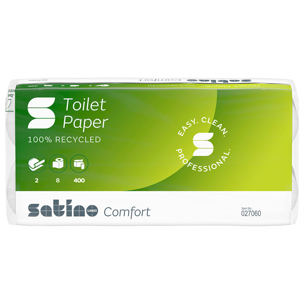 Toilettenpapier Wepa Satino Comfort 2-lagig Recycling weiß 250 Blatt (33 VE)