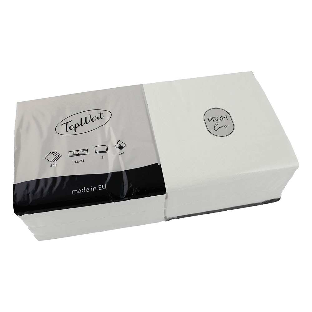Servietten TopWert 33x33cm 2-lagig weiß 1/4 Falz – 2000 Stück