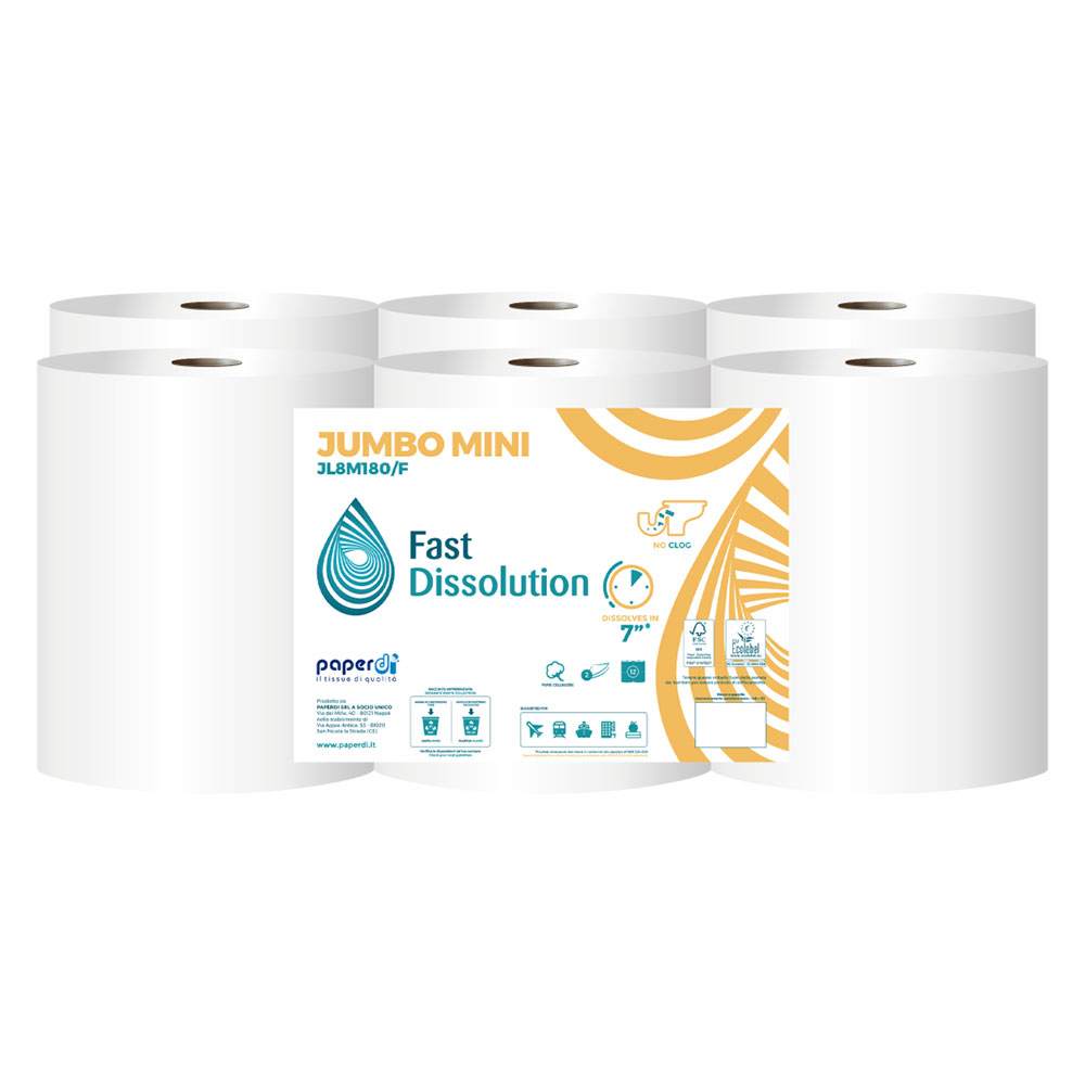 Mini-Jumbo Toilettenpapier Paperdi 2-lagig hochweiß Ø 20cm 180m pro Rolle - 12er Pack Mini-Jumbo Toilettenpapier Paperdi 2-lagig hochweiß Ø 20cm 180m pro Rolle - 12er Pack