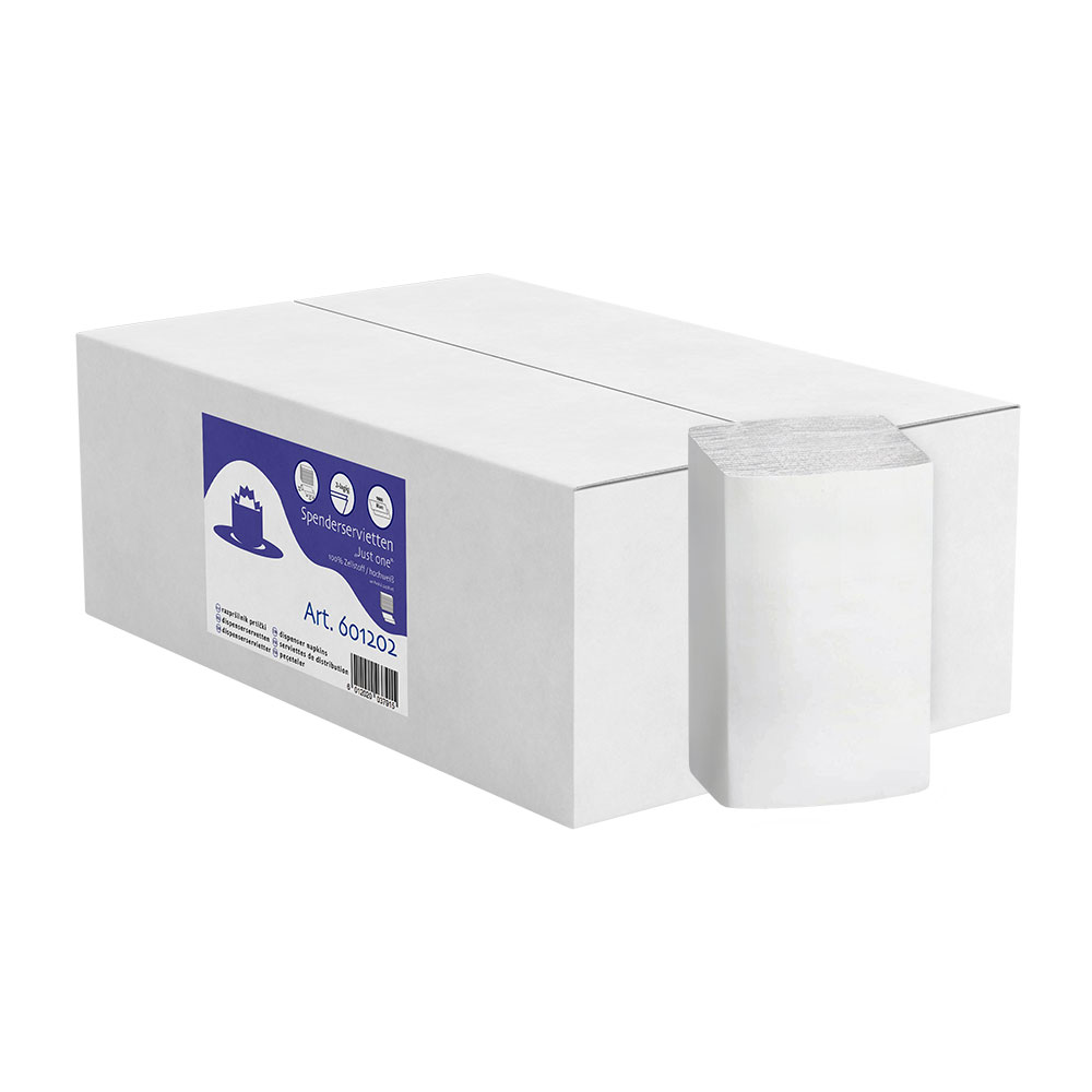 Spenderservietten Just One 2-lagig 16,5x21cm 1/4 Falz Zellstoff hochweiß - Palette (28 VE)